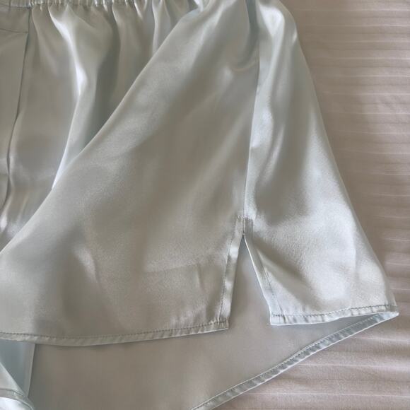 Vintage Victoria’s Secret Satin Pajama Set Ice Blue Y2K Loungewear L - Picture 7 of 9